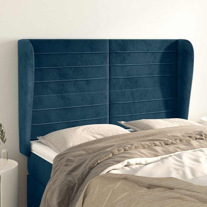 Testiera ad Orecchio Blu Scuro 147x23x118/128cm in Velluto