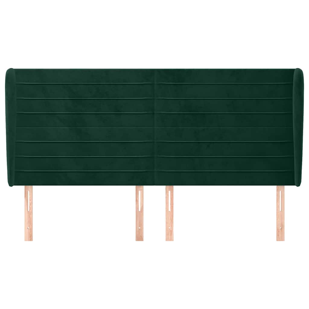 Testiera ad Orecchio Verde Scuro 163x23x118/128cm in Velluto