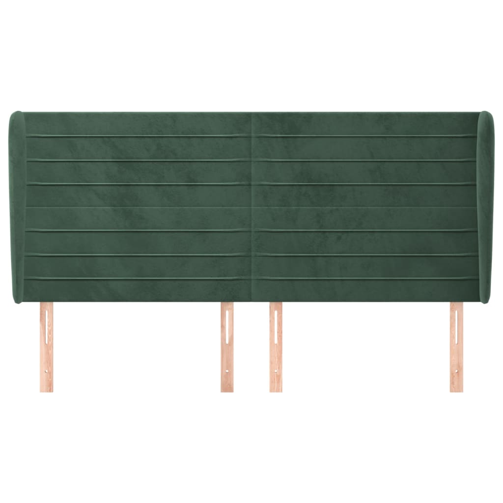 Testiera ad Orecchio Verde Scuro 163x23x118/128cm in Velluto