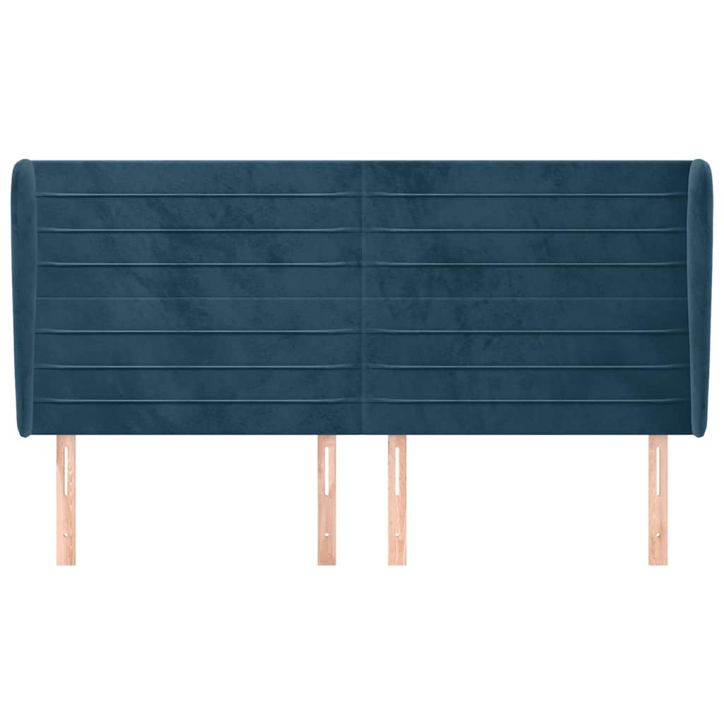 Testiera ad Orecchio Blu Scuro 163x23x118/128 cm in Velluto