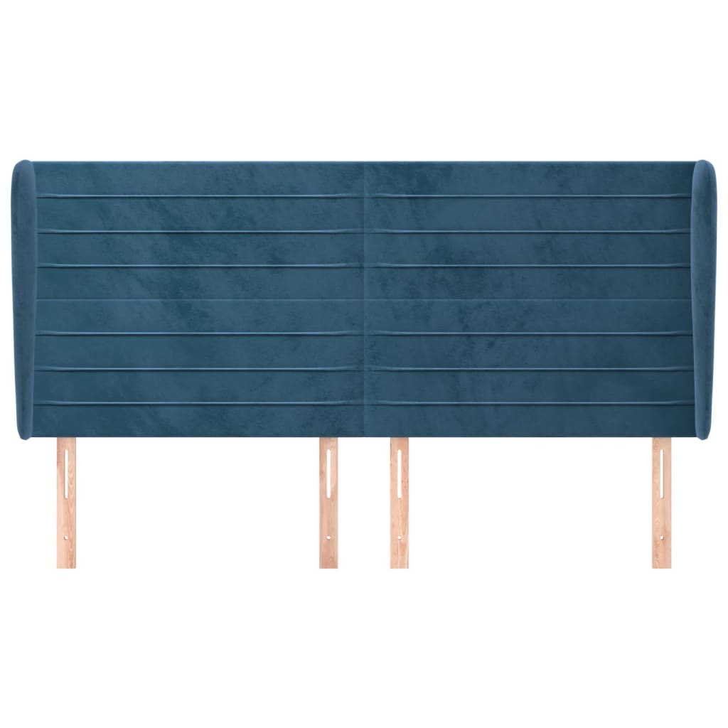 Testiera ad Orecchio Blu Scuro 163x23x118/128 cm in Velluto
