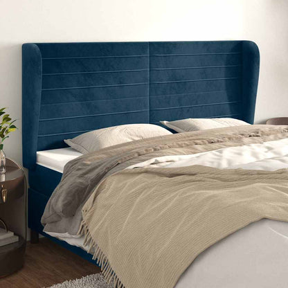 Testiera ad Orecchio Blu Scuro 163x23x118/128 cm in Velluto