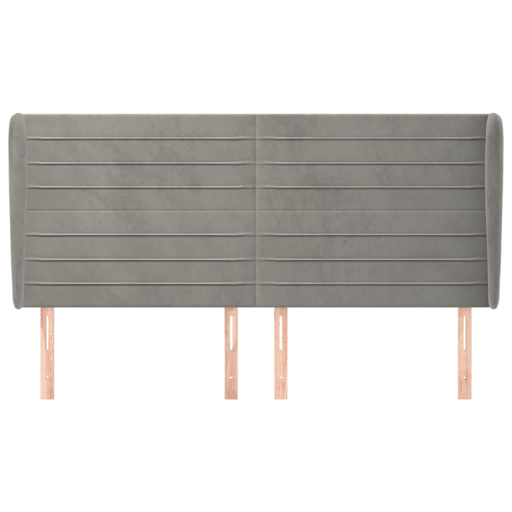 Testiera ad Orecchio Grigio Chiaro 183x23x118/128 cm in Velluto