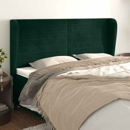 Testiera ad Orecchio Verde Scuro 183x23x118/128cm in Velluto