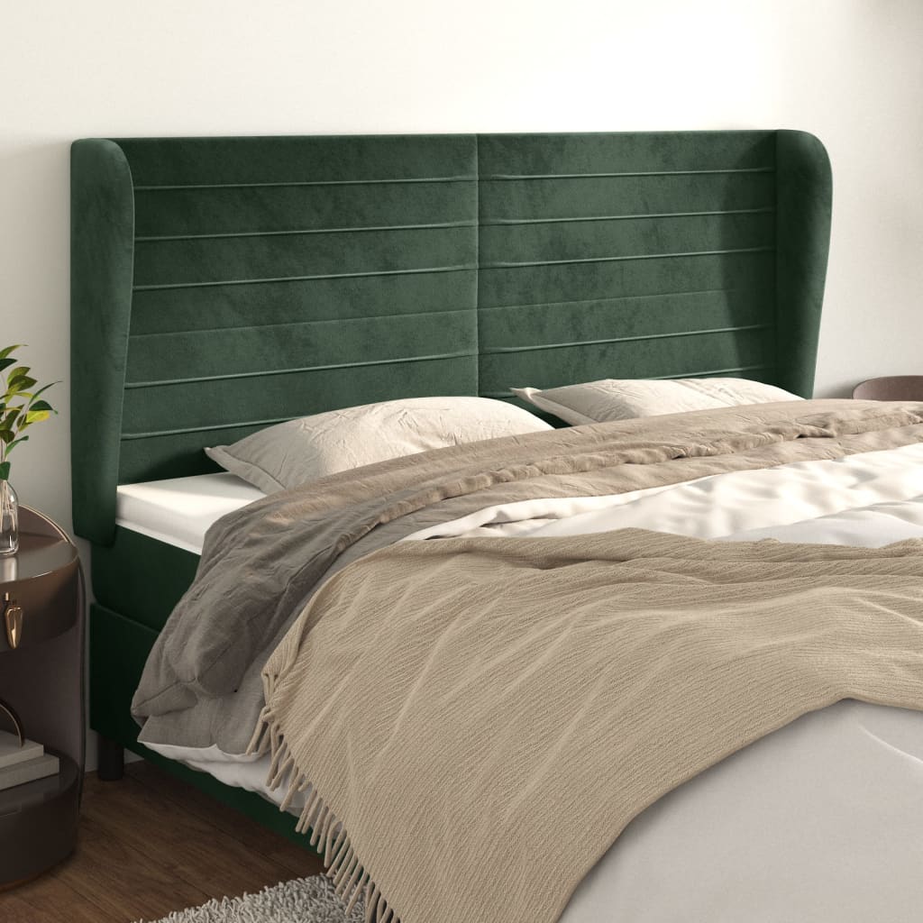 Testiera ad Orecchio Verde Scuro 183x23x118/128cm in Velluto