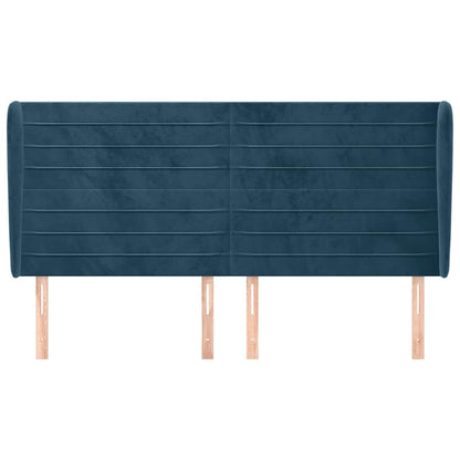 Testiera ad Orecchio Blu Scuro 183x23x118/128 cm in Velluto