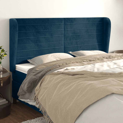 Testiera ad Orecchio Blu Scuro 183x23x118/128 cm in Velluto