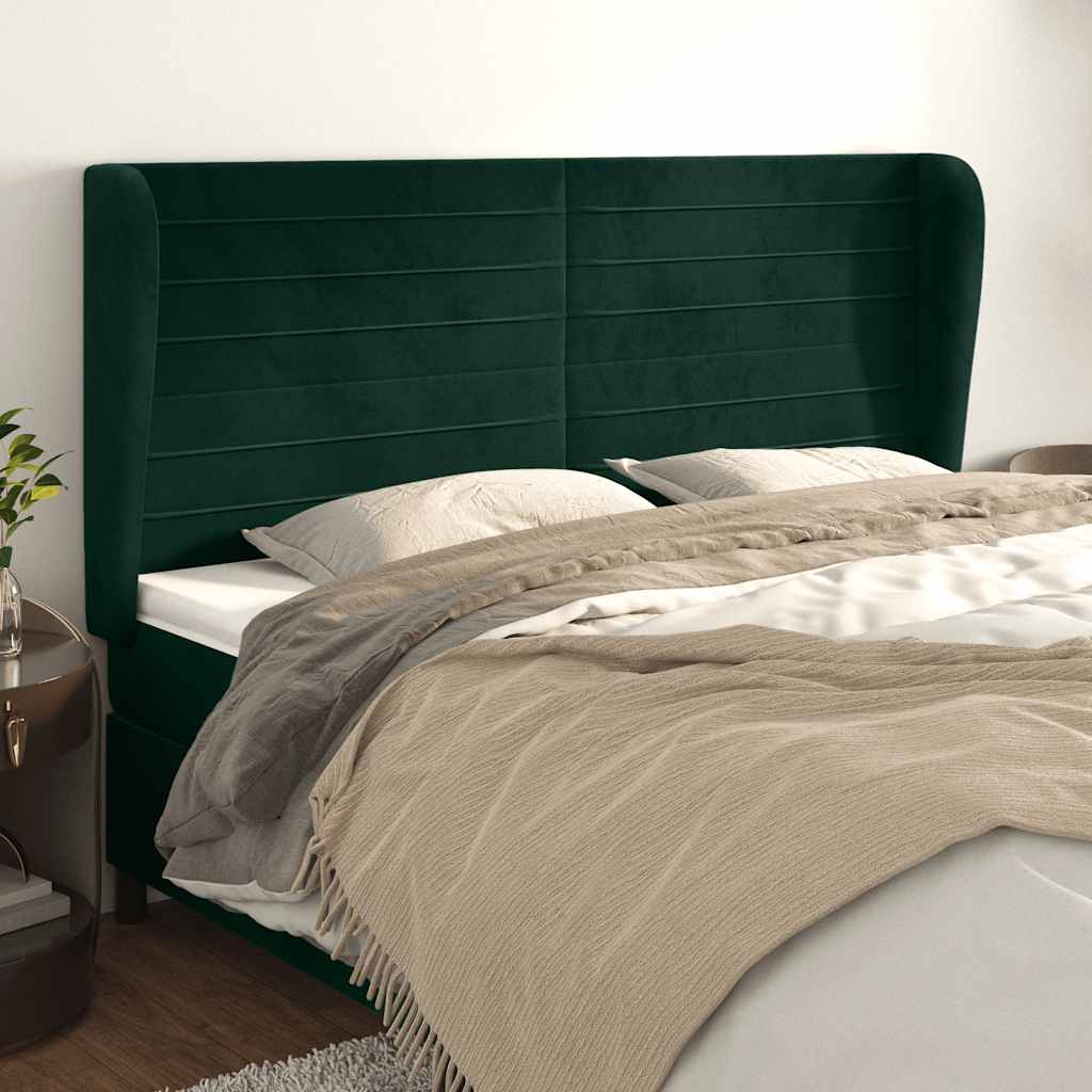Testiera ad Orecchio Verde Scuro 203x23x118/128cm in Velluto