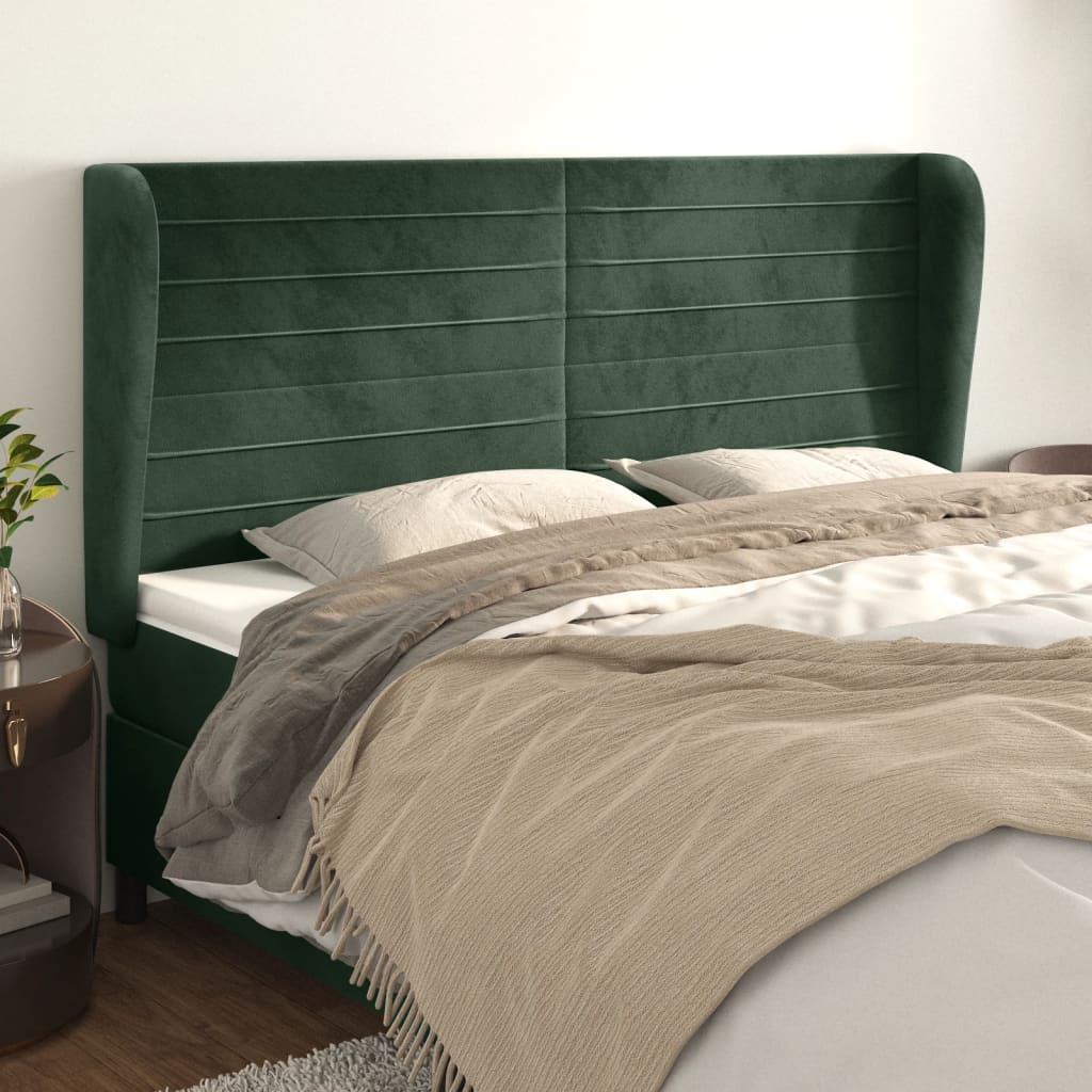 Testiera ad Orecchio Verde Scuro 203x23x118/128cm in Velluto