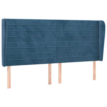 Testiera ad Orecchio Blu Scuro 203x23x118/128 cm in Velluto