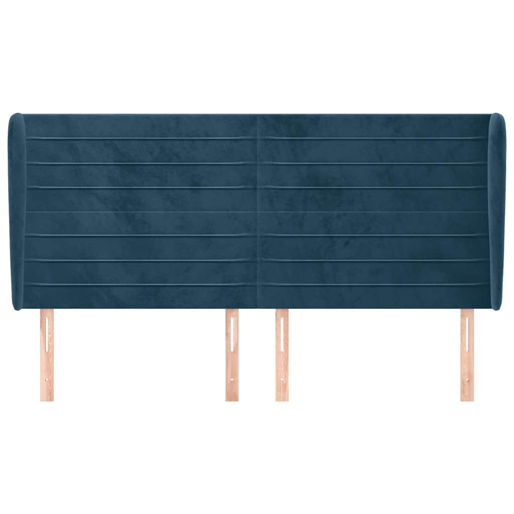 Testiera ad Orecchio Blu Scuro 203x23x118/128 cm in Velluto