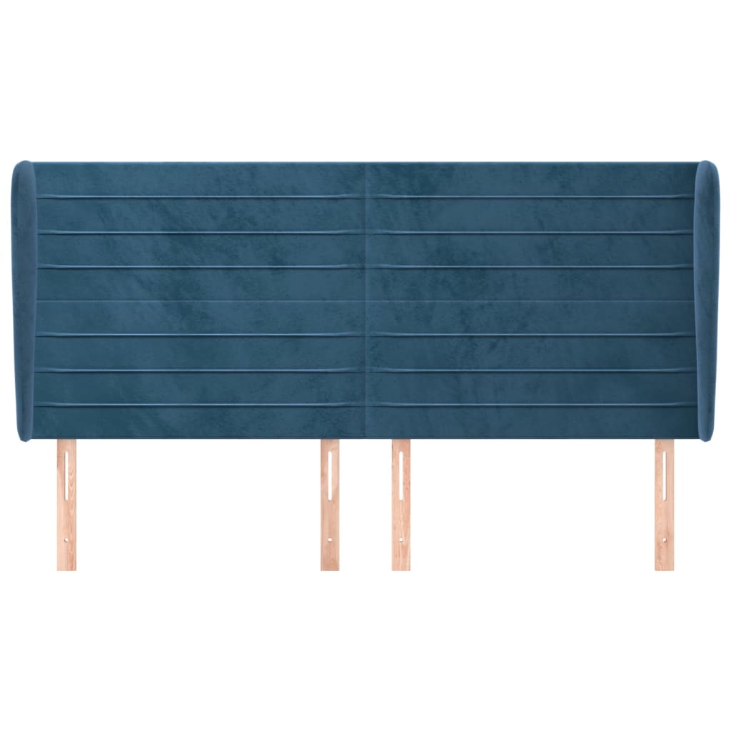 Testiera ad Orecchio Blu Scuro 203x23x118/128 cm in Velluto