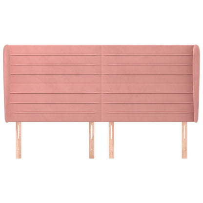 Testiera ad Orecchio Rosa 203x23x118/128 cm in Velluto