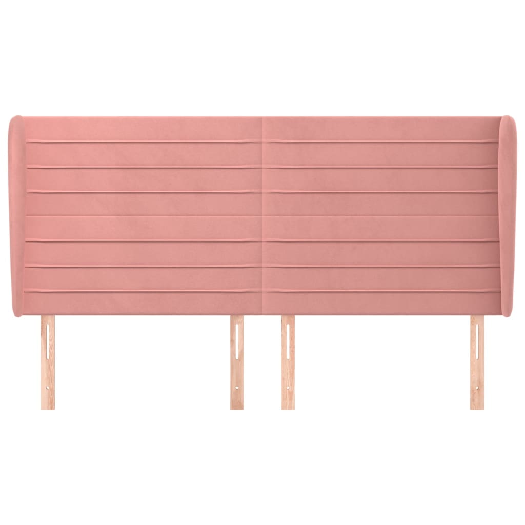 Testiera ad Orecchio Rosa 203x23x118/128 cm in Velluto