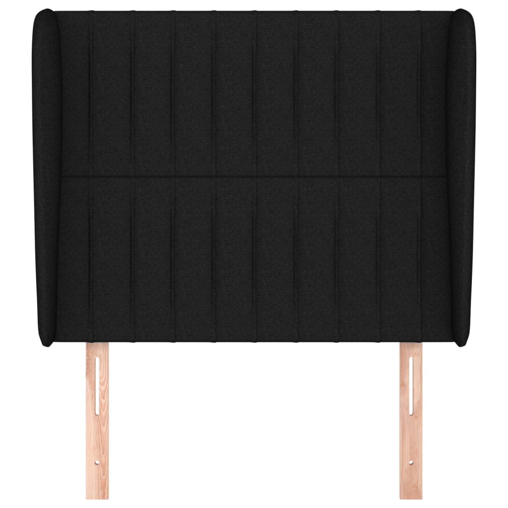 Testiera ad Orecchio Nera 83x23x118/128 cm in Tessuto