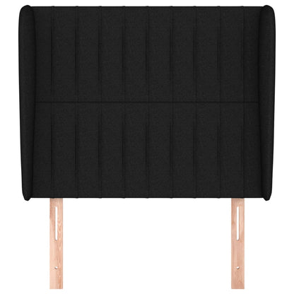 Testiera ad Orecchio Nera 93x23x118/128 cm in Tessuto