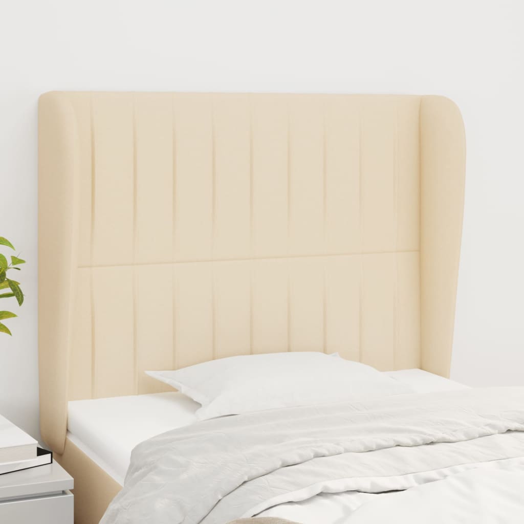 Testiera ad Orecchio Crema 103x23x118/128 cm in Tessuto