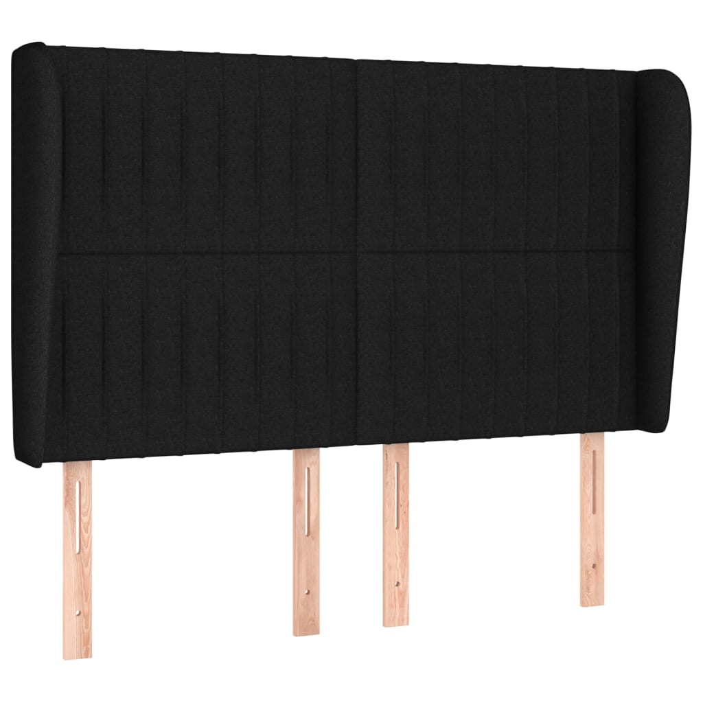 Testiera ad Orecchio Nera 147 x 23 x 118/128 cm in Tessuto