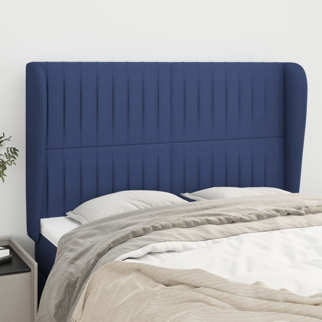 Testiera ad Orecchio Blu 147 x 23 x 118/128 cm in Tessuto