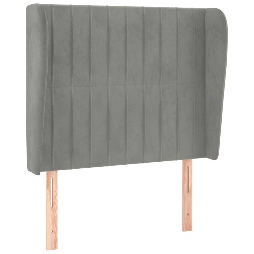 Testiera ad Orecchio Grigio Chiaro 83x23x118/128 cm in Velluto