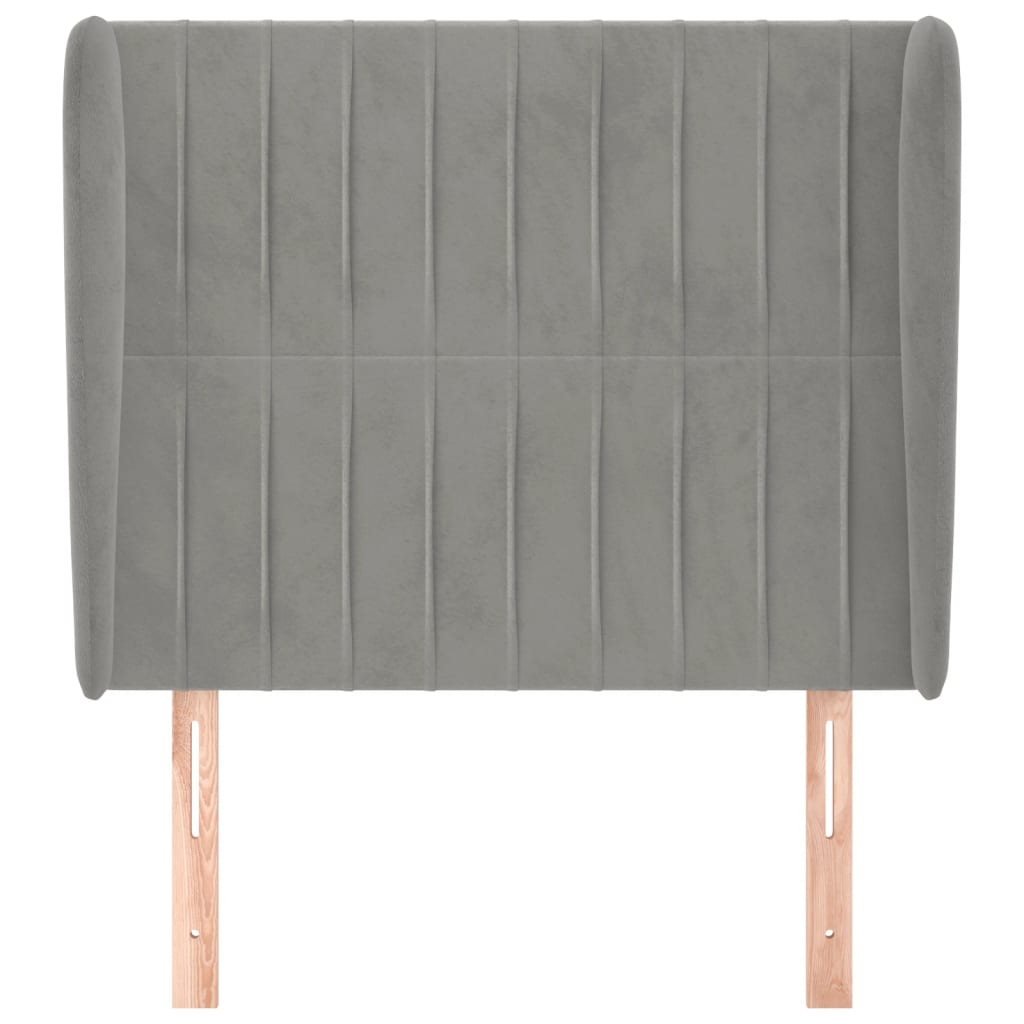 Testiera ad Orecchio Grigio Chiaro 83x23x118/128 cm in Velluto