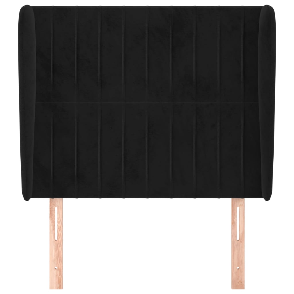 Testiera ad Orecchio Nera 83x23x118/128 cm in Velluto