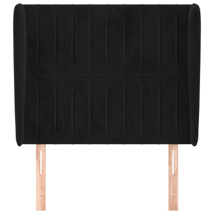 Testiera ad Orecchio Nera 83x23x118/128 cm in Velluto
