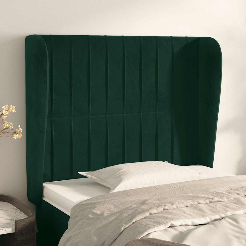 Testiera ad Orecchio Verde Scuro 83x23x118/128 cm in Velluto