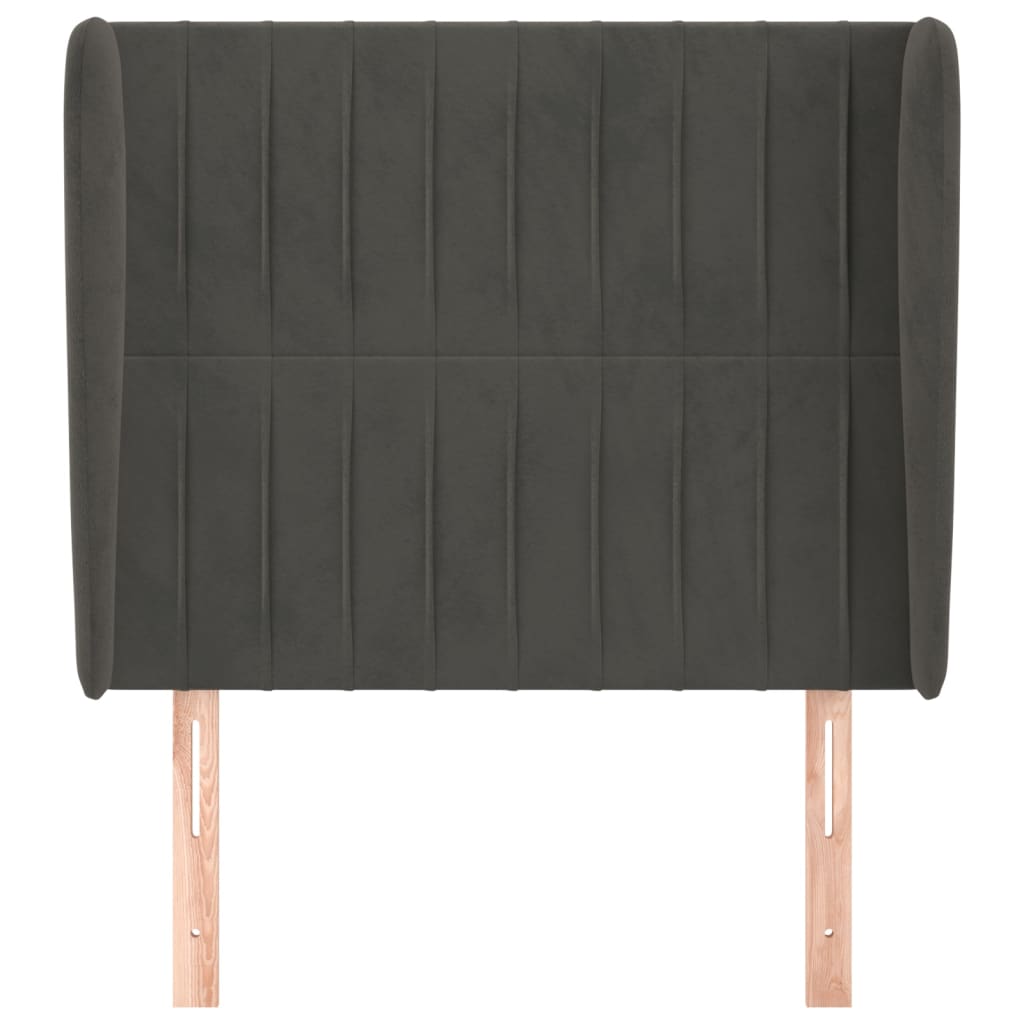 Testiera ad Orecchio Grigio Scuro 93x23x118/128 cm in Velluto