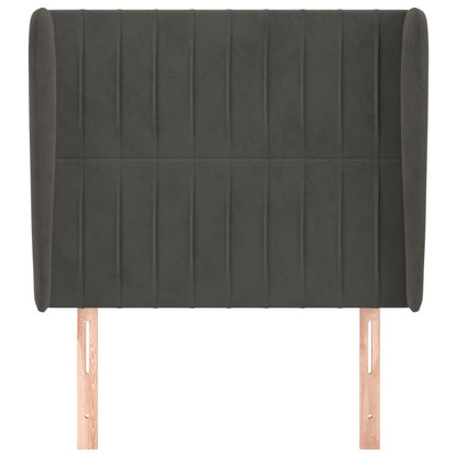 Testiera ad Orecchio Grigio Scuro 93x23x118/128 cm in Velluto