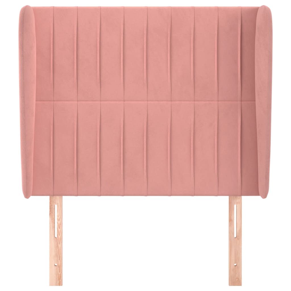 Testiera ad Orecchio Rosa 93x23x118/128 cm in Velluto