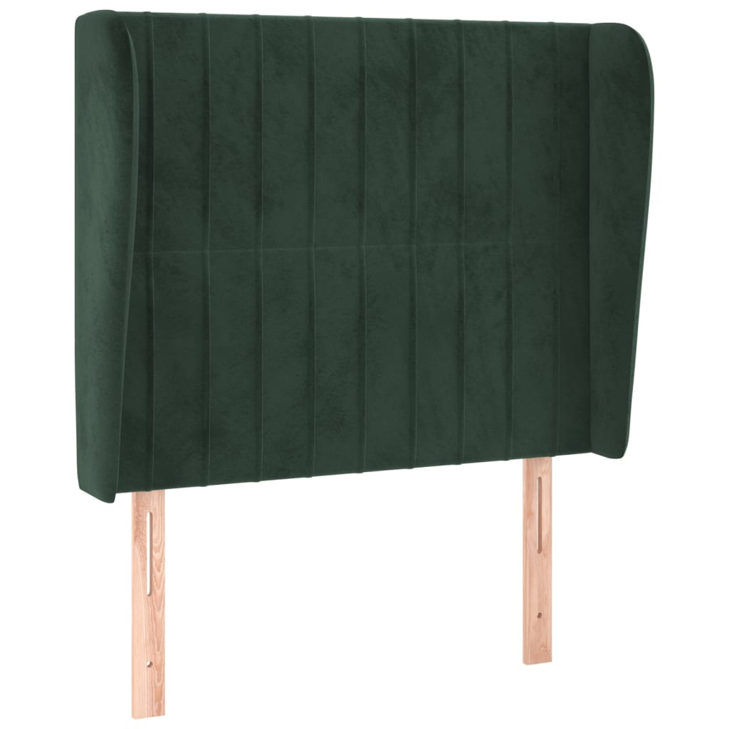 Testiera ad Orecchio Verde Scuro 103x23x118/128cm in Velluto