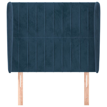 Testiera ad Orecchio Blu Scuro 103x23x118/128 cm in Velluto