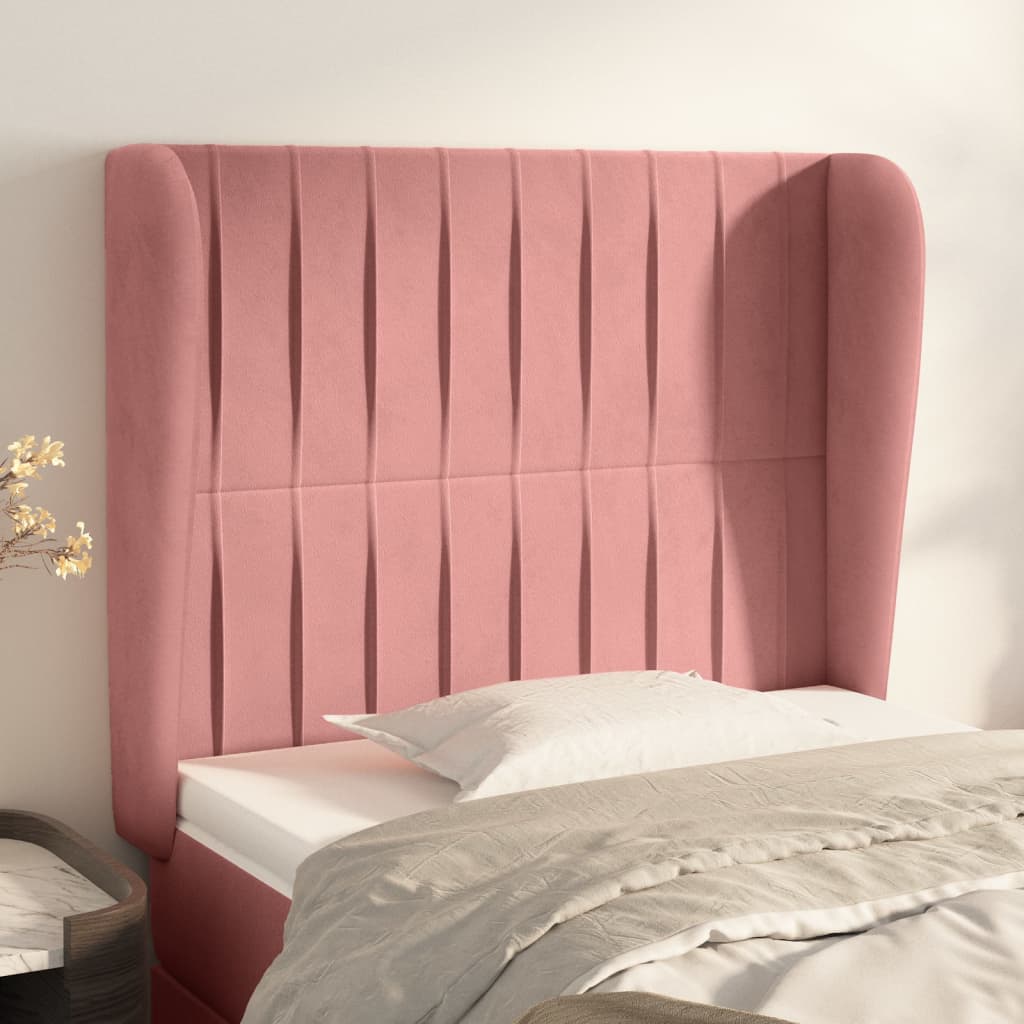 Testiera ad Orecchio Rosa 103x23x118/128 cm in Velluto