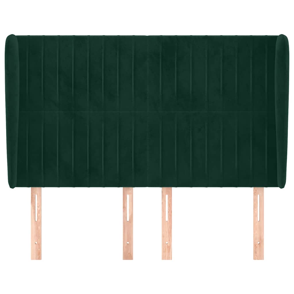 Testiera ad Orecchio Verde Scuro 147x23x118/128cm in Velluto