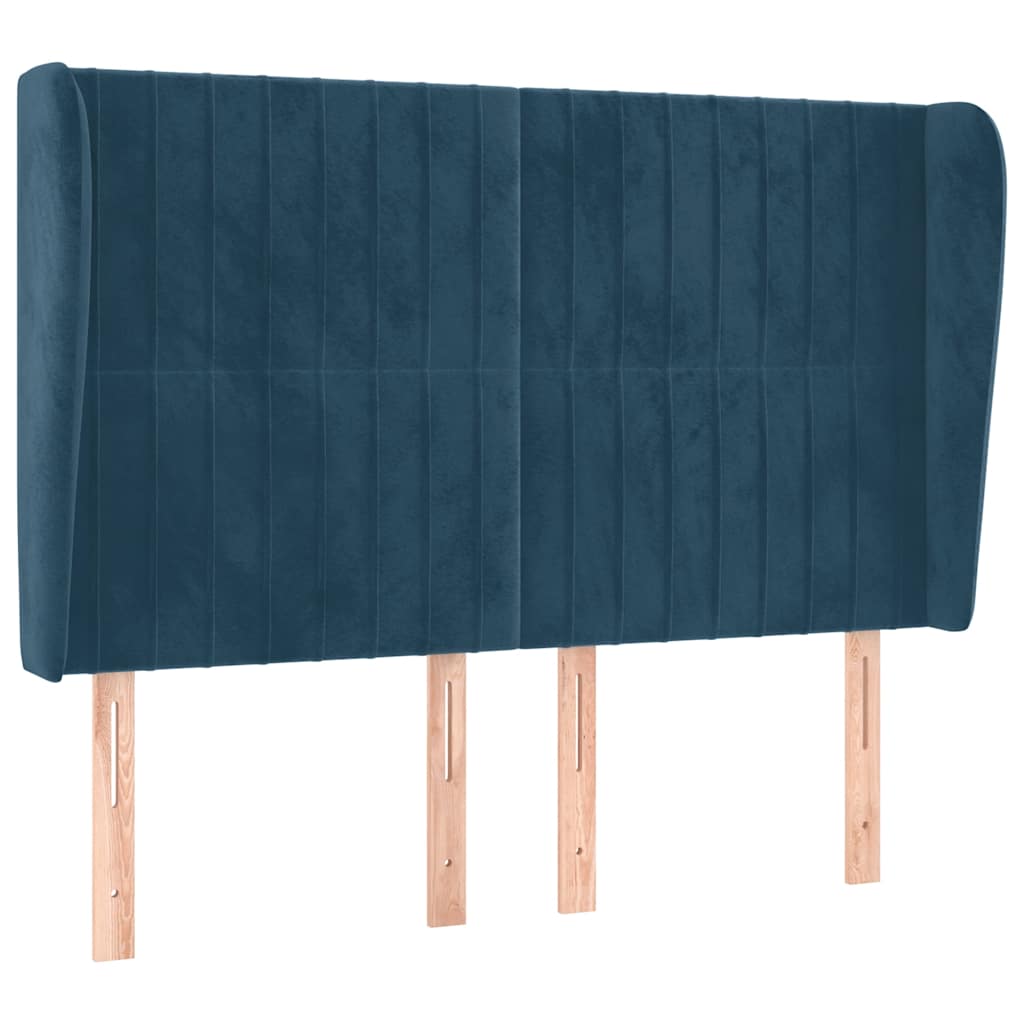 Testiera ad Orecchio Blu Scuro 147x23x118/128cm in Velluto