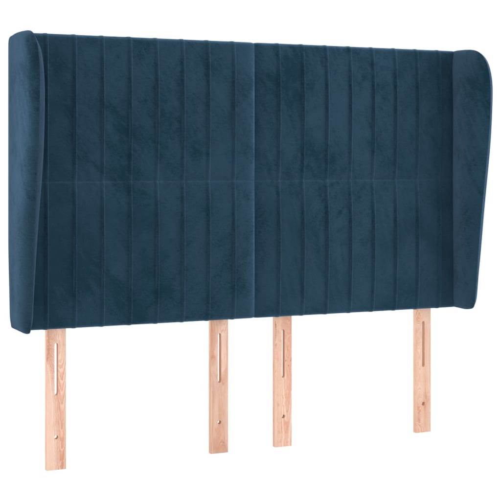 Testiera ad Orecchio Blu Scuro 147x23x118/128cm in Velluto