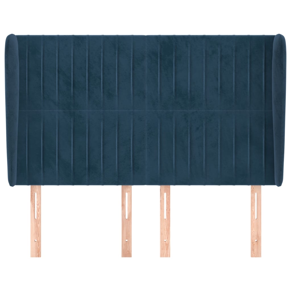 Testiera ad Orecchio Blu Scuro 147x23x118/128cm in Velluto