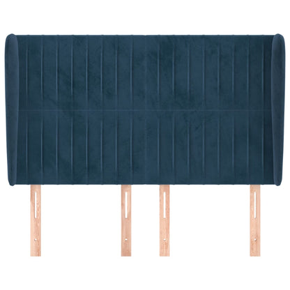 Testiera ad Orecchio Blu Scuro 147x23x118/128cm in Velluto