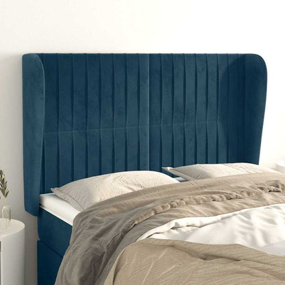 Testiera ad Orecchio Blu Scuro 147x23x118/128cm in Velluto