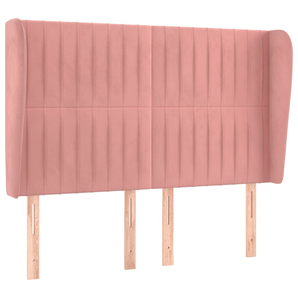 Testiera ad Orecchio Rosa 147x23x118/128 cm in Velluto