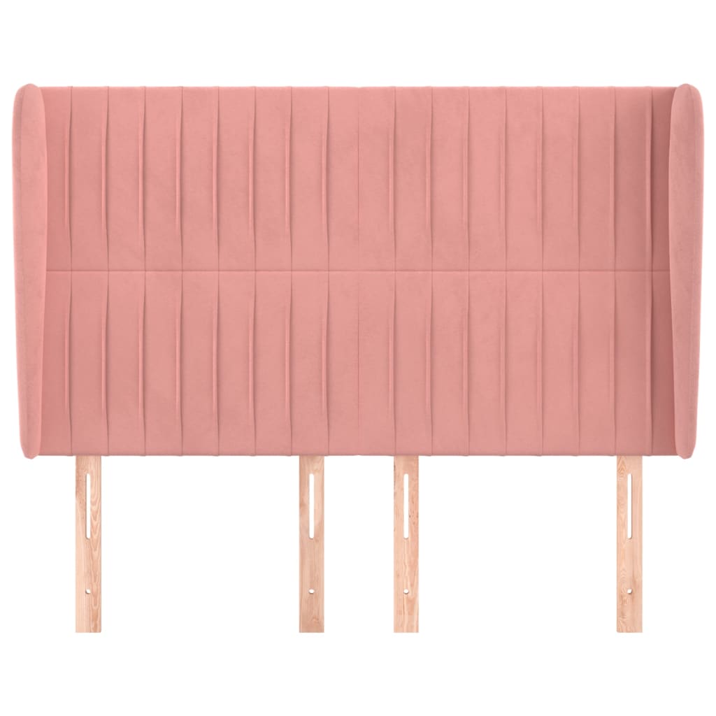 Testiera ad Orecchio Rosa 147x23x118/128 cm in Velluto