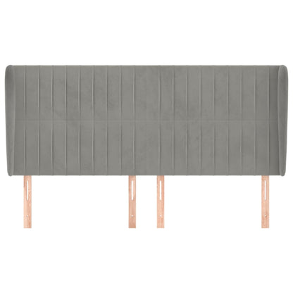 Testiera ad Orecchio Grigio Chiaro 163x23x118/128 cm in Velluto