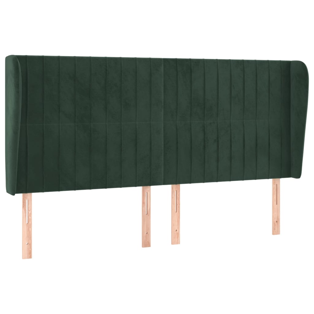 Testiera ad Orecchio Verde Scuro 163x23x118/128cm in Velluto
