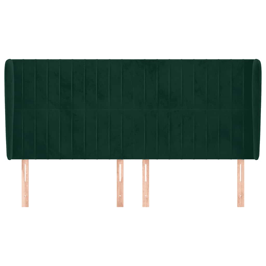 Testiera ad Orecchio Verde Scuro 163x23x118/128cm in Velluto