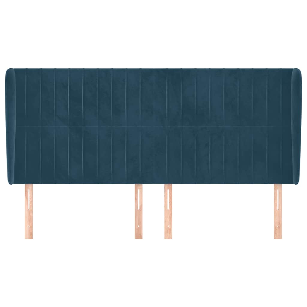 Testiera ad Orecchio Blu Scuro 163x23x118/128 cm in Velluto