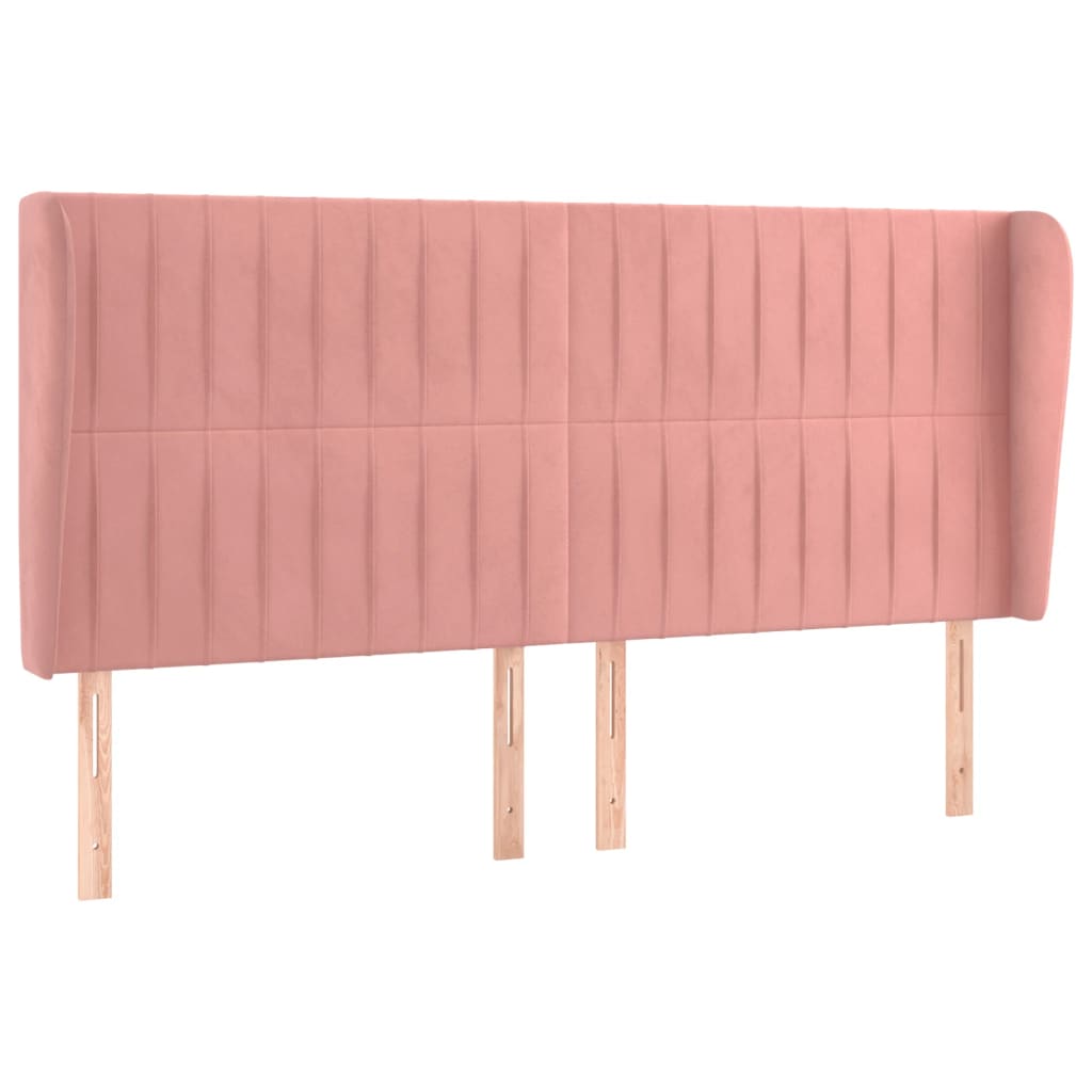Testiera ad Orecchio Rosa 163x23x118/128 cm in Velluto