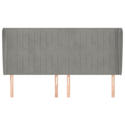 Testiera ad Orecchio Grigio Chiaro 183x23x118/128 cm in Velluto