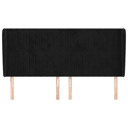 Testiera ad Orecchio Nera 183x23x118/128 cm in Velluto
