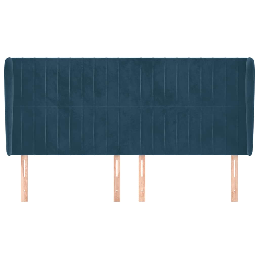Testiera ad Orecchio Blu Scuro 183x23x118/128 cm in Velluto